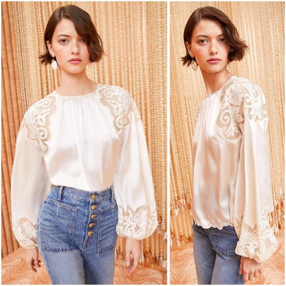 Ulla Johnson Tops - Ulla Johnson Mathilde Ivory Lace Blouse  0 / XS